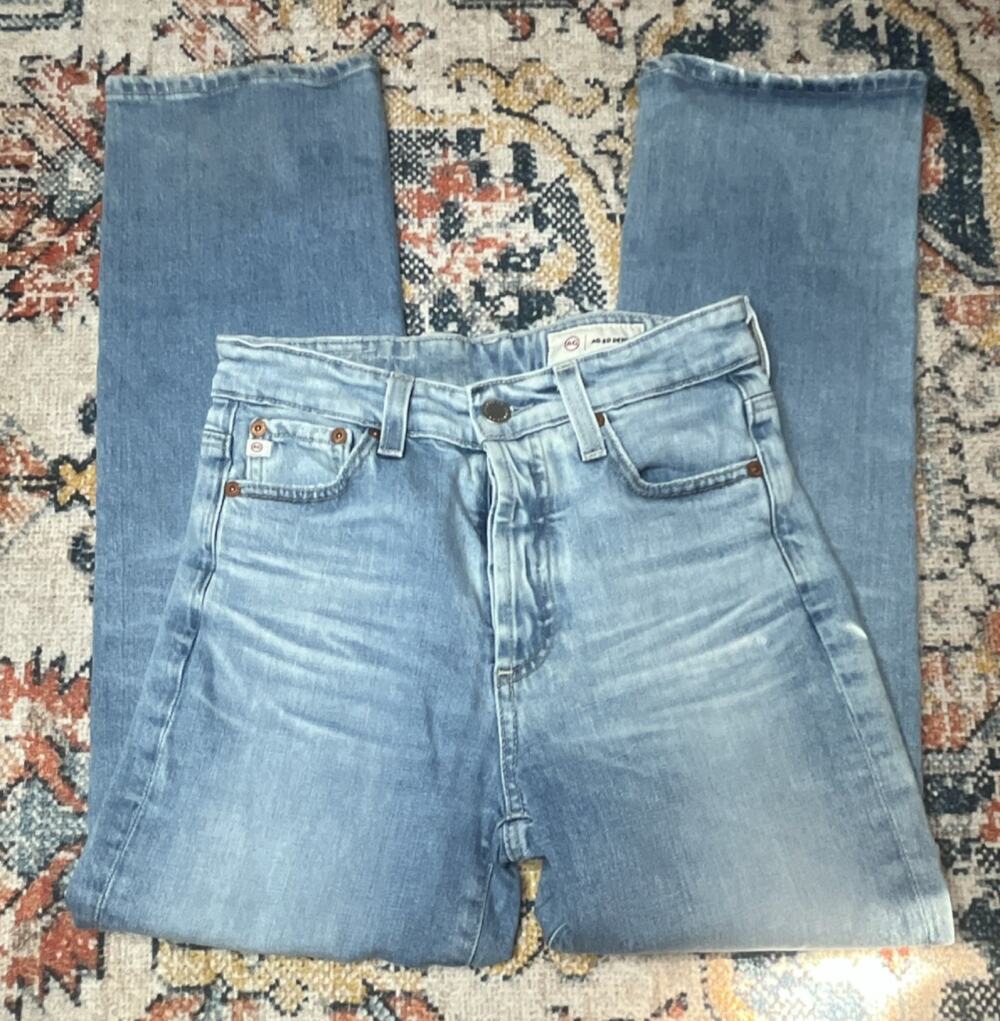 AG Adriano Goldschmied Alexxis Crop High Rise Vintage Straight Jeans 25R $275